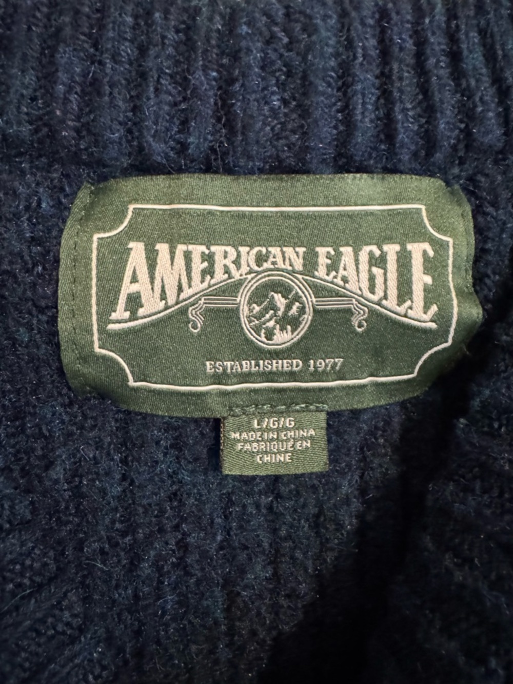 American Eagle Outfitters Navy Ribbed Crewneck Sweater - Picture 2 of 3